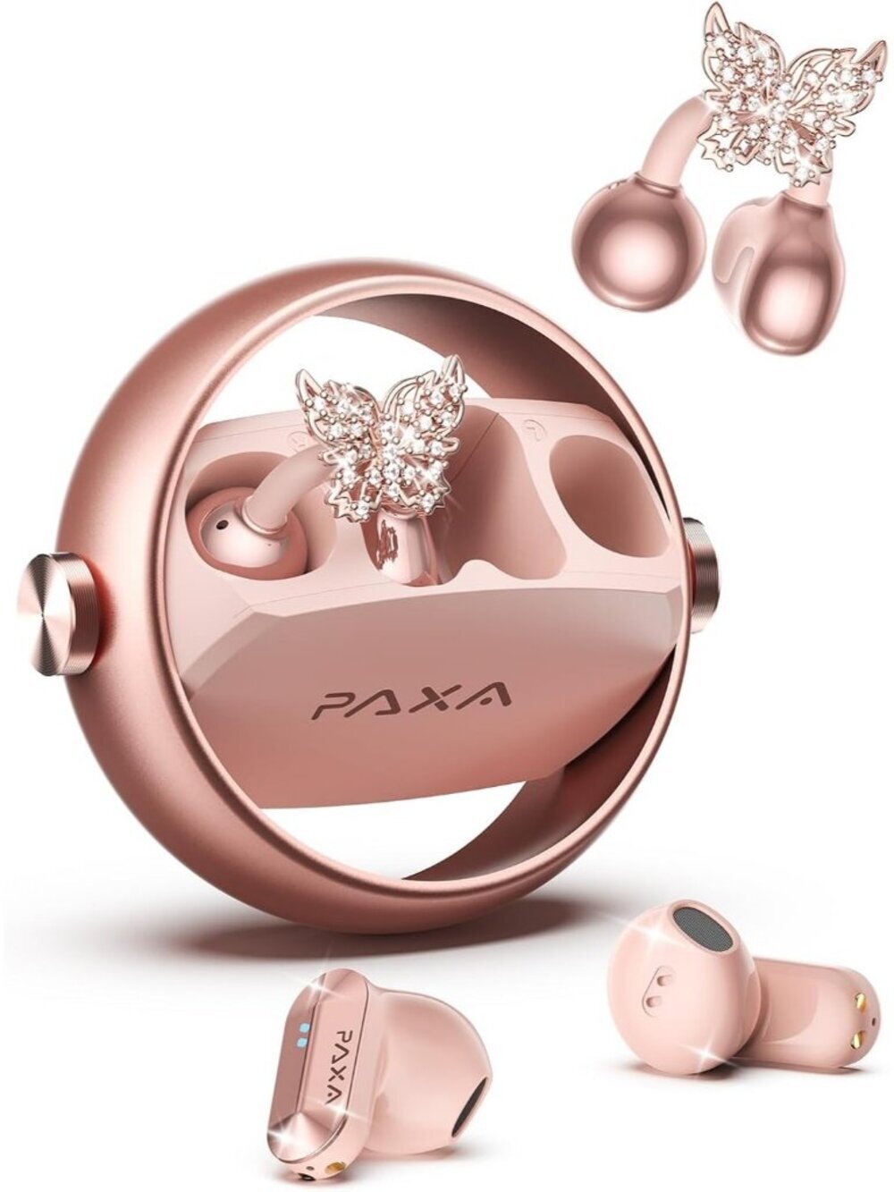 Wireless Rose Gold 1 Clip-On Butterfly Earring Ultra-long 140H Bluetooth Earbud